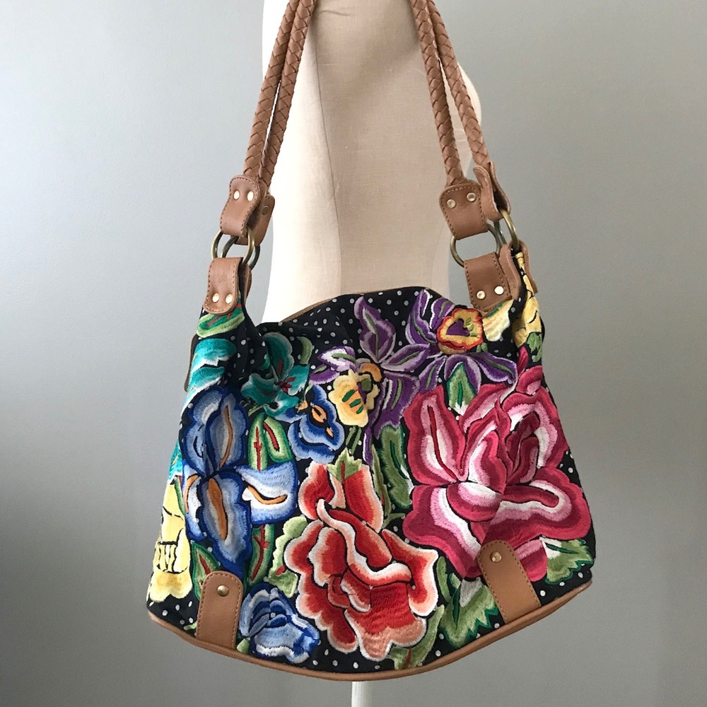 Jasper and Jeera Boho Embroidered Large Shoulder Purse Bag Tote